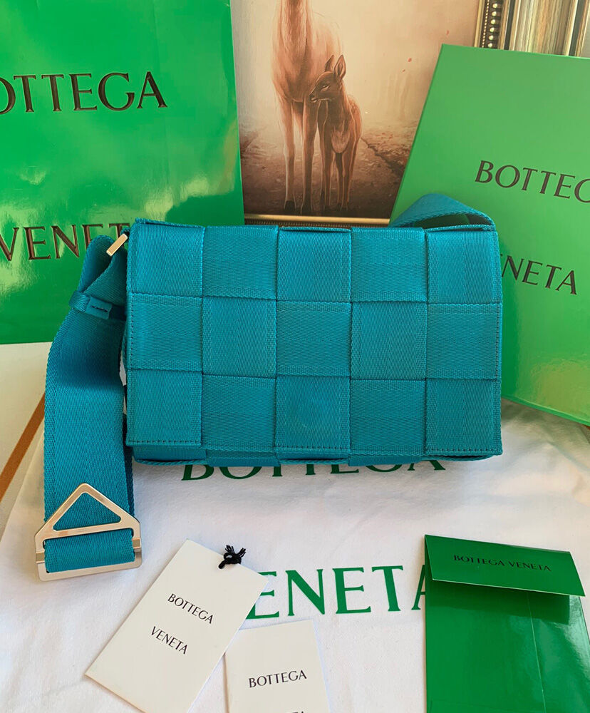 Bottega Veneta Small Webbing Cross Body Bag Blue